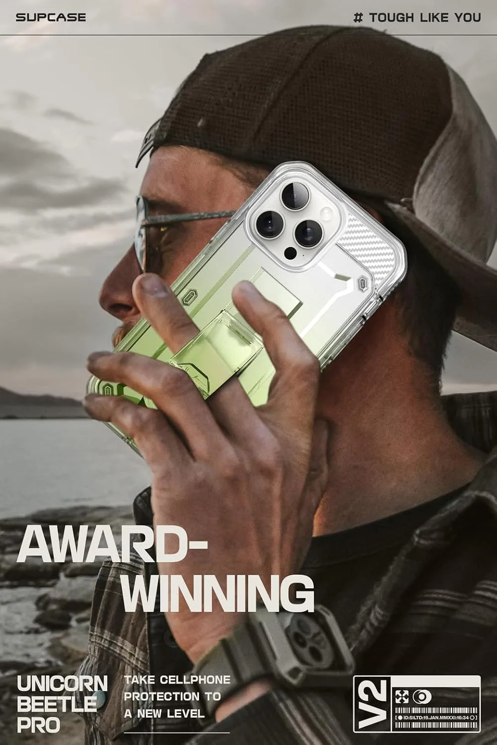 SUPCASE for iPhone 15 Pro Max Case with Stand & Screen Protector, GradGreen
