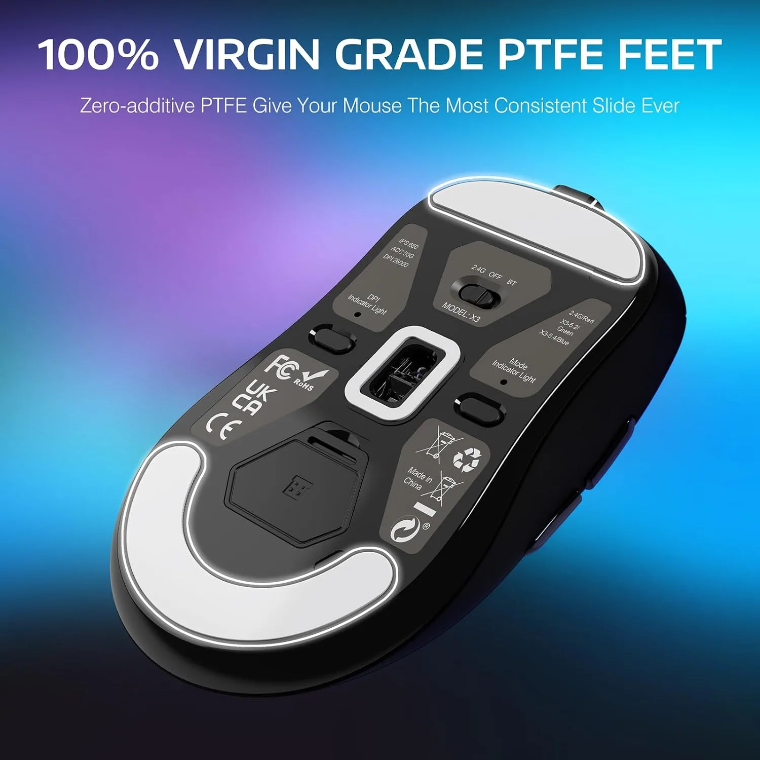 ATTACK SHARK X3 49g Ultra-Lightweight Wireless Gaming Mouse, Black
