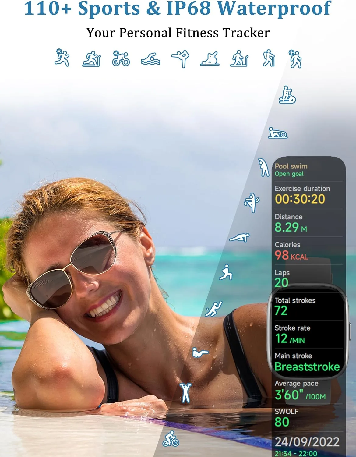 LODIMEKE Smart Watch, Alexa Built-in, Answer/Make Calls 44mm Smartwatch Women Men, 1.83" Sports Watch IP68 Waterproof, Heart Rate Sleep Stress Monitor, Step Counter Watch for Android & iOS Phone