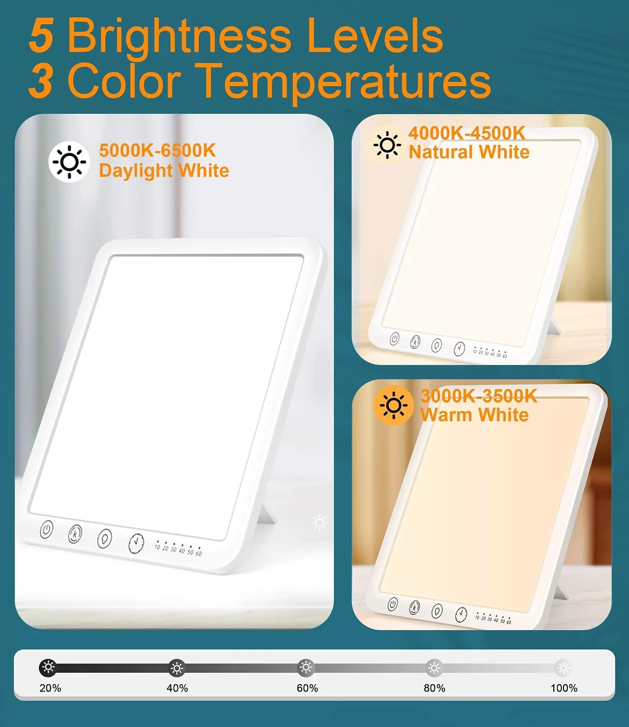 Sotipevs Light Therapy Lamp - 15,000 Lux UV-Free Therapy Light with 3 Color Temperatures and 6 Timer Settings, Touch Control Happy Lamp for Home/Office Use to Lift Mood