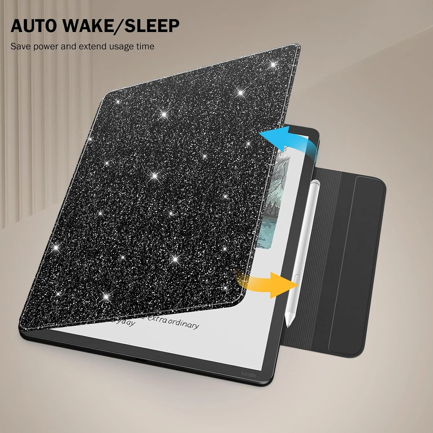 MoKo Case for 11" Kindle Scribe 3rd & Colorsoft 1st,Black Glitt