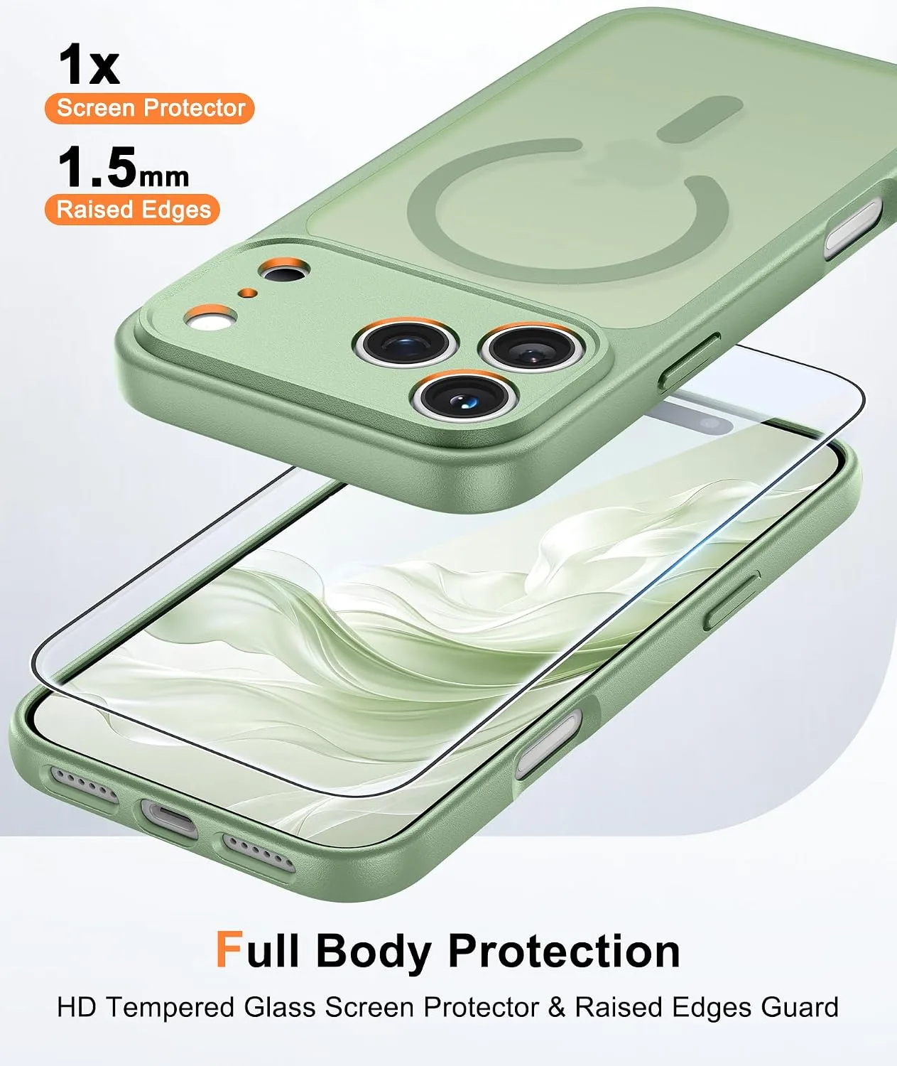 FNTCASE for iPhone 18 Pro Max / 17 Pro Max Case Fit for MagSafe Light Green