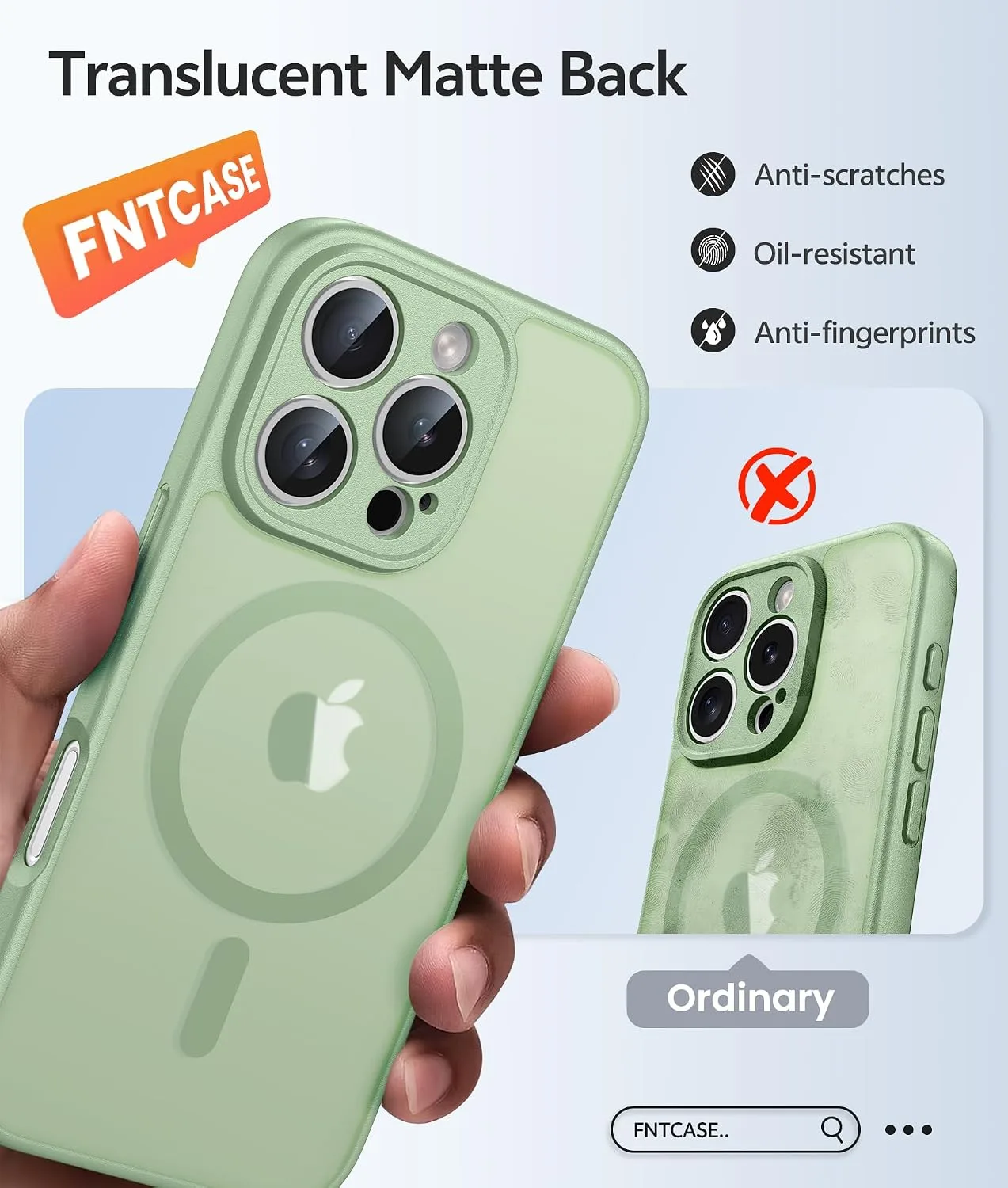 FNTCASE for iPhone 16 Pro Max Case, Fit for Magsafe, Light Moss