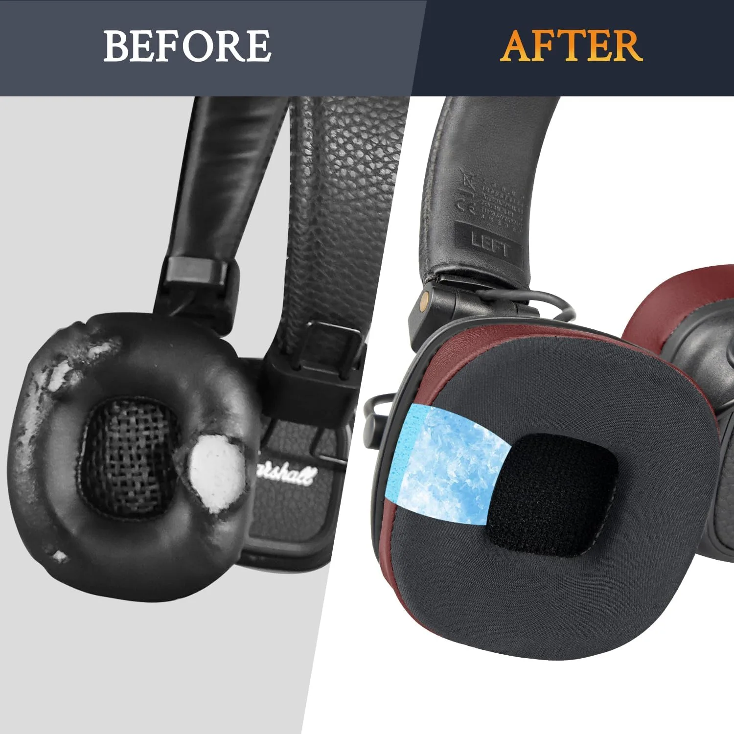 SOULWIT Cooling Earpads for Marshall Major I/II/III/IV/V - Burgundy