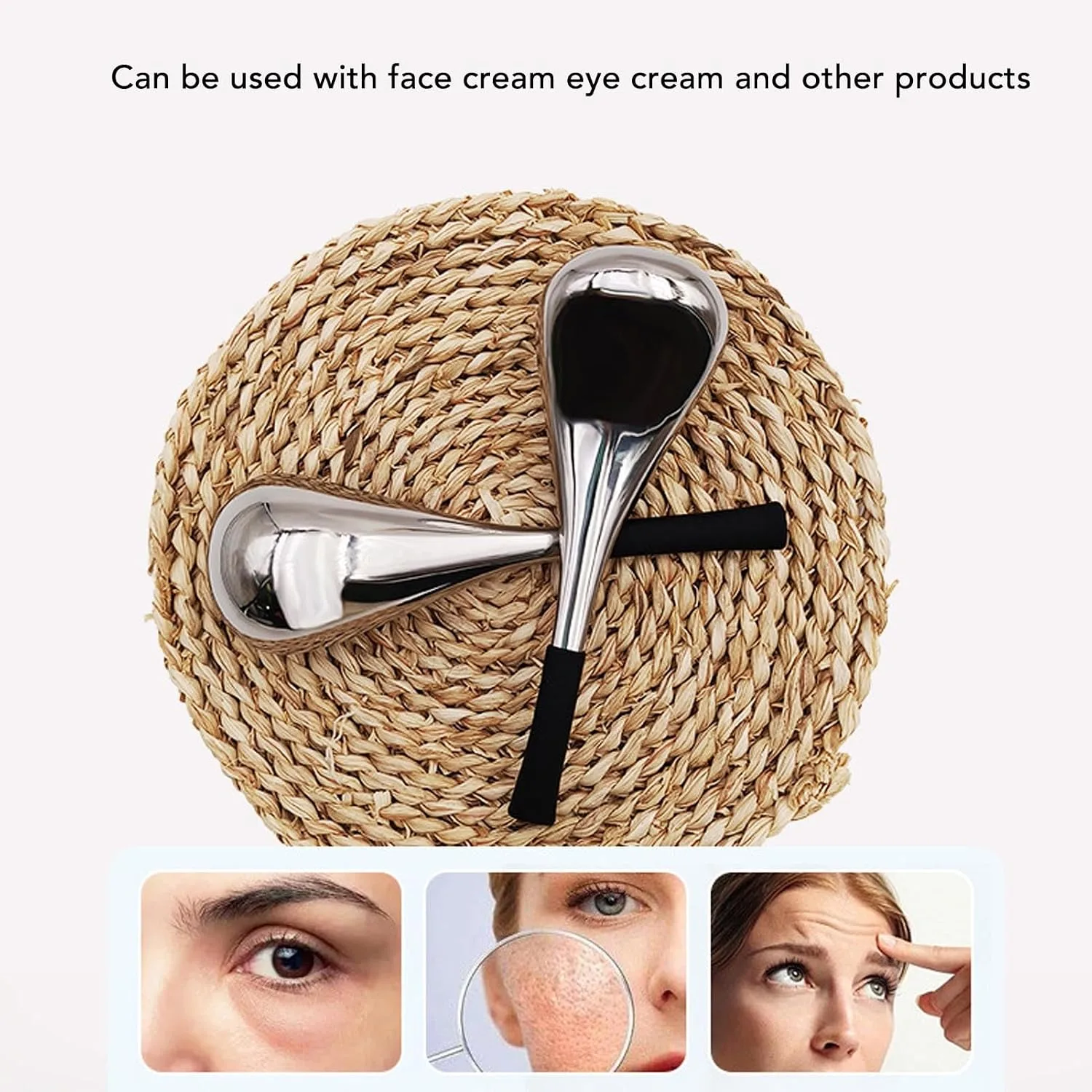 Ice Cryo Sticks, 304 Stainless Steel Cooling Roller Sticks Ice Globes Spoon for Women Face Eyes, Cooling Spa Globes Cold Roller for Face Puffiness and Wrinkles