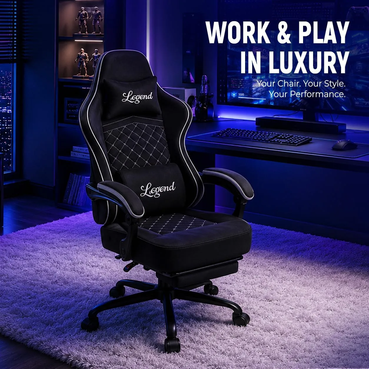 Gaming Chair for Adults with Footrest, Ergonomic Computer Chair, 330 lb