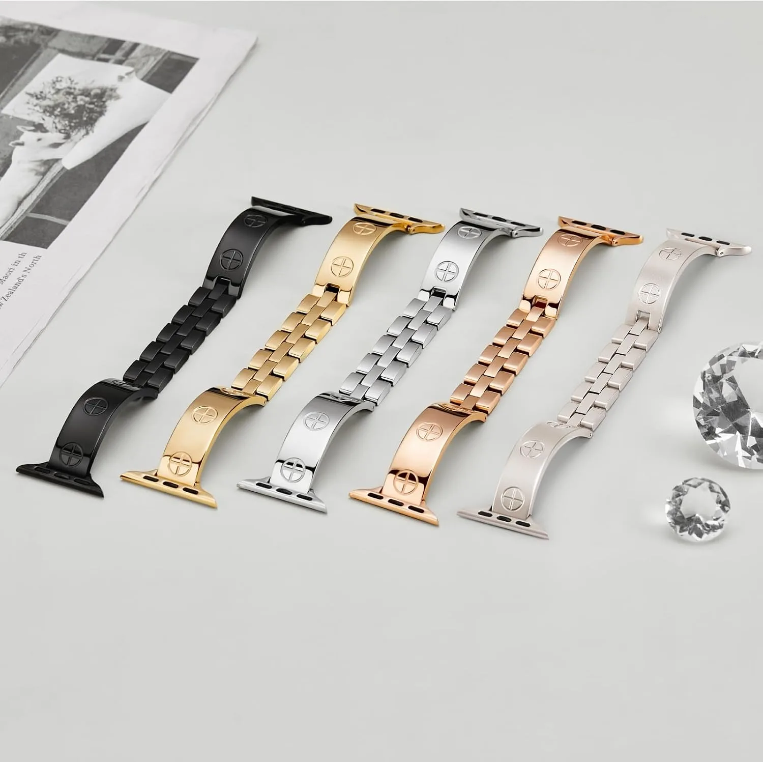 Missair Compatible with Apple Watch Band 38mm 40mm 41mm 42mm 44mm 45mm 46mm 49mm, Stainless Steel Metal Strap Women Dressy Bracelet Wristband for iWatch Series 11 10 9 8 7 6 5 4 3 2 1 SE Ultra