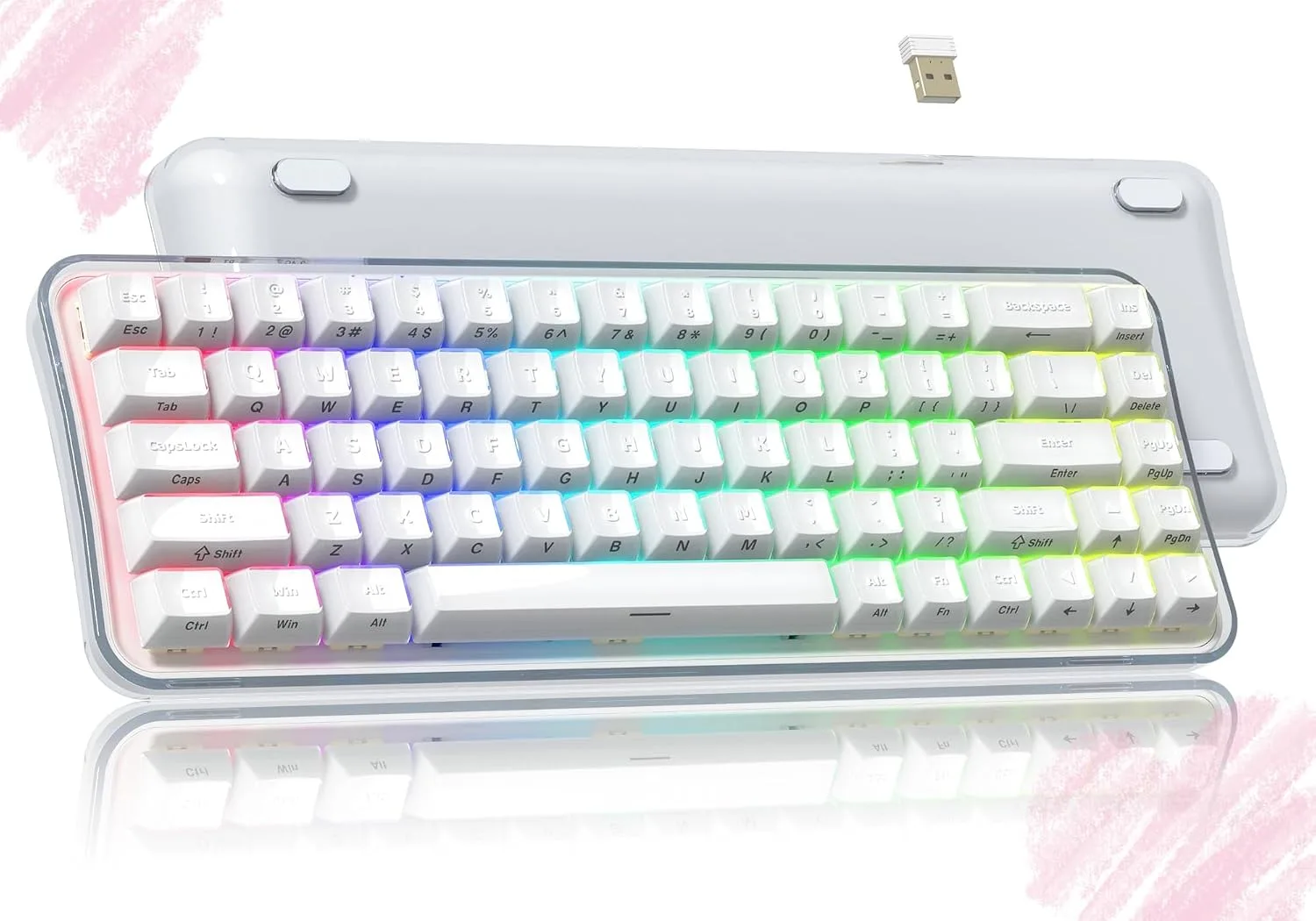 Teclado Gamer Womier Q61 PRO 60% Wireless Blanco
