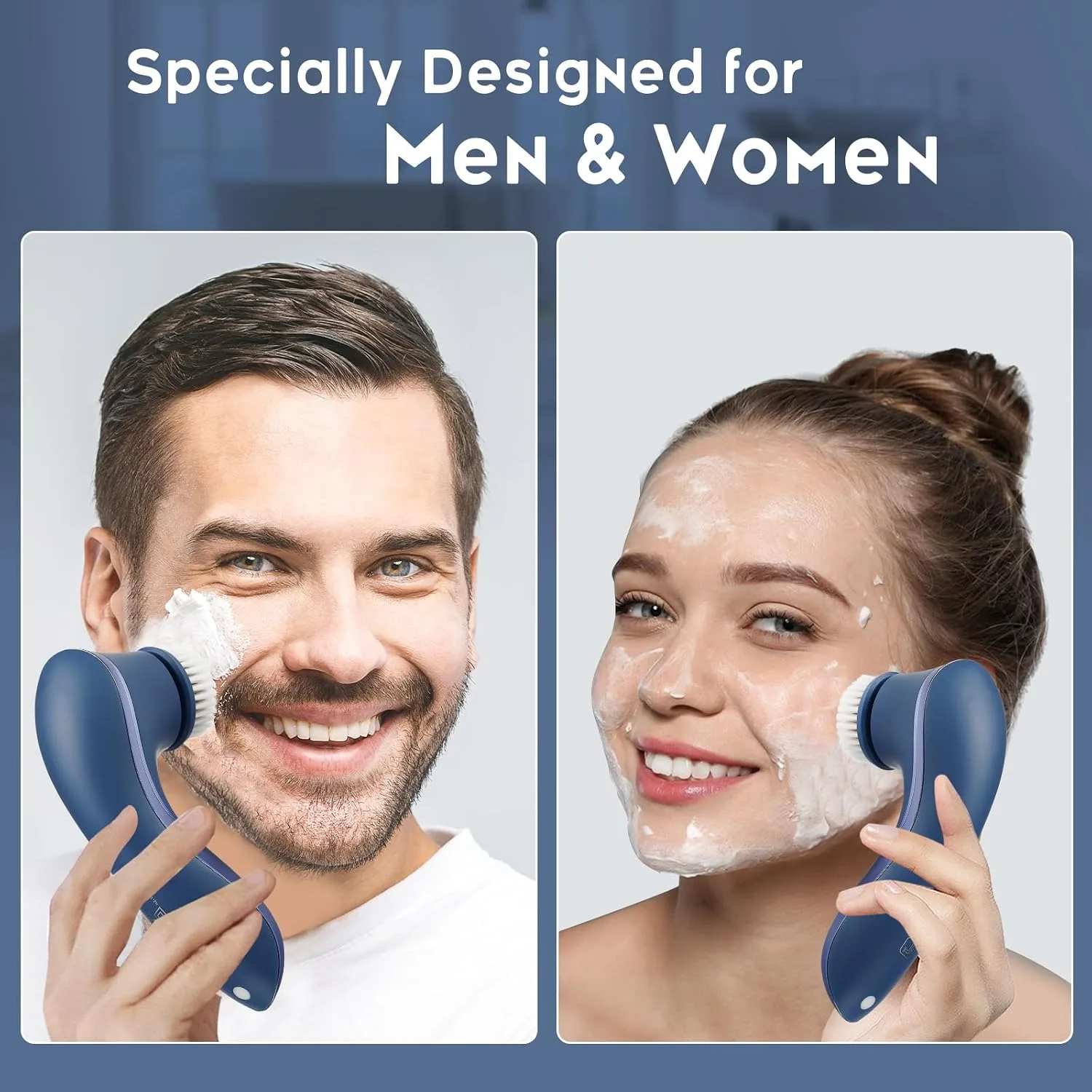 Facial Cleansing Brush, Rechargeable Electric Face Scrubber, 2-Speed Modes