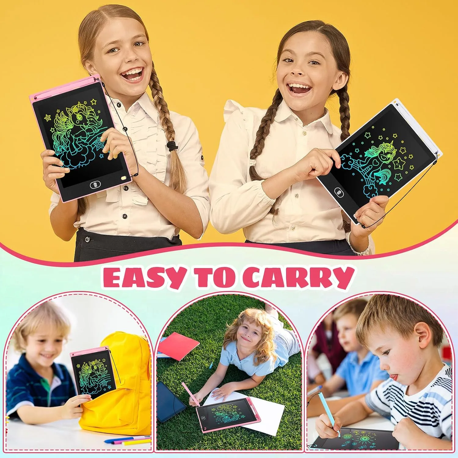 Zhehao 20 Pack 8.5 Inch LCD Writing Tablet Drawing Board,Pastel,Cute