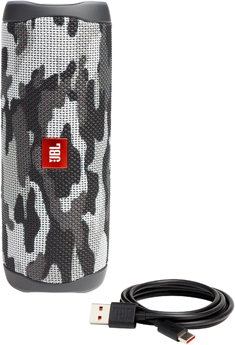 JBL Flip 5 (Black Camo) + Bundle with divvi! Protective Hardshell Case