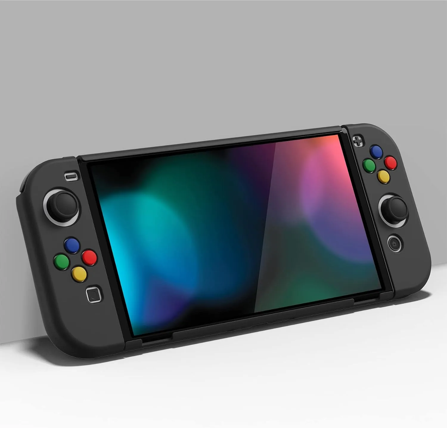 PlayVital AlterGrips Protective Slim Case for Nintendo Switch OLED, Ergonomic Grip Cover for Joycon, Dockable Hard Shell for Switch OLED w/Thumb Grip Caps & Button Caps