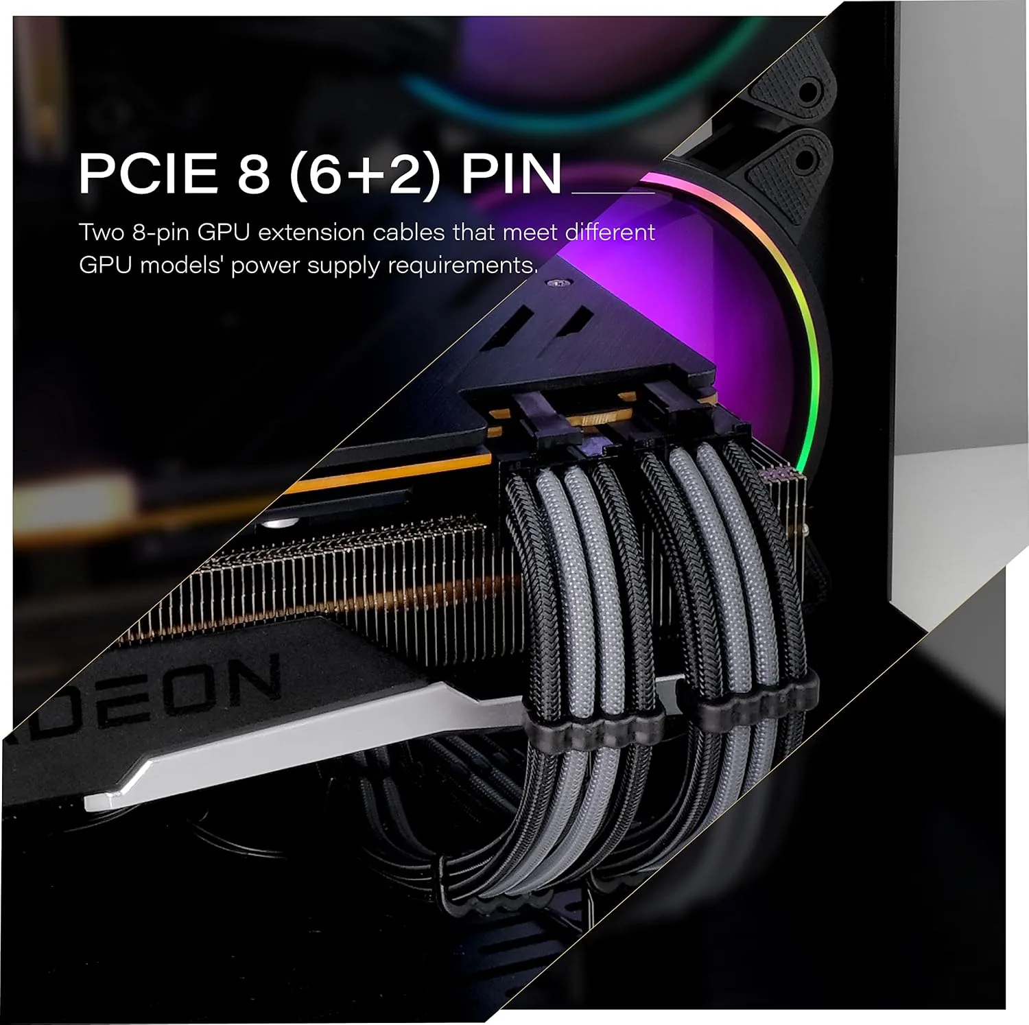 EZDIY-FAB PSU Cable Extension Kit, 18AWG, ATX/EPS/PCIe, 30cm, Black Grey