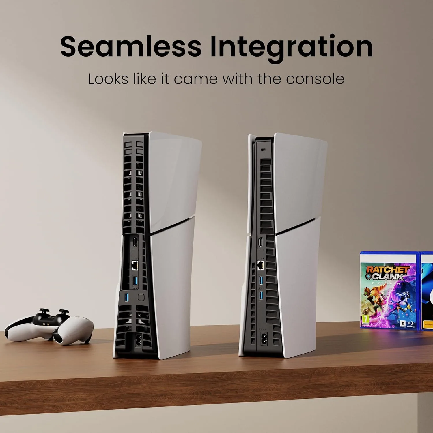 KIWIHOME Cooling Fan for PS5 Slim, 4-Fan Cooler with Auto Speed USB3.0