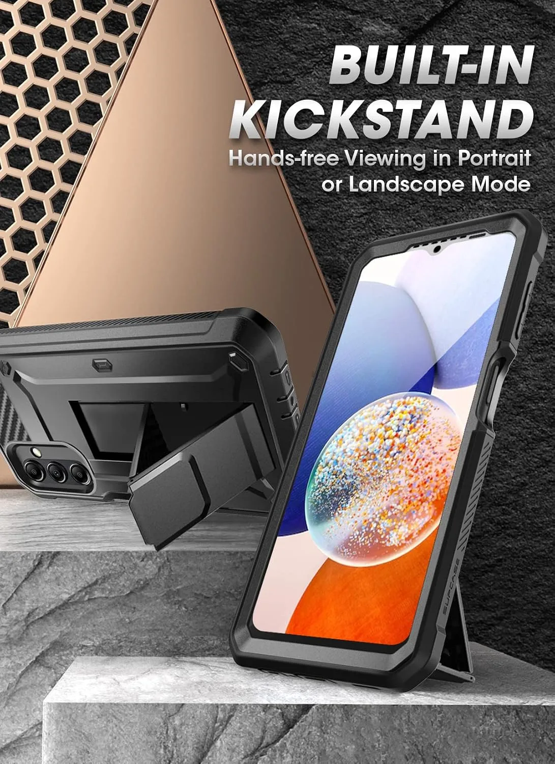 SUPCASE for Samsung Galaxy A14 5G Case with Screen Protector, Black