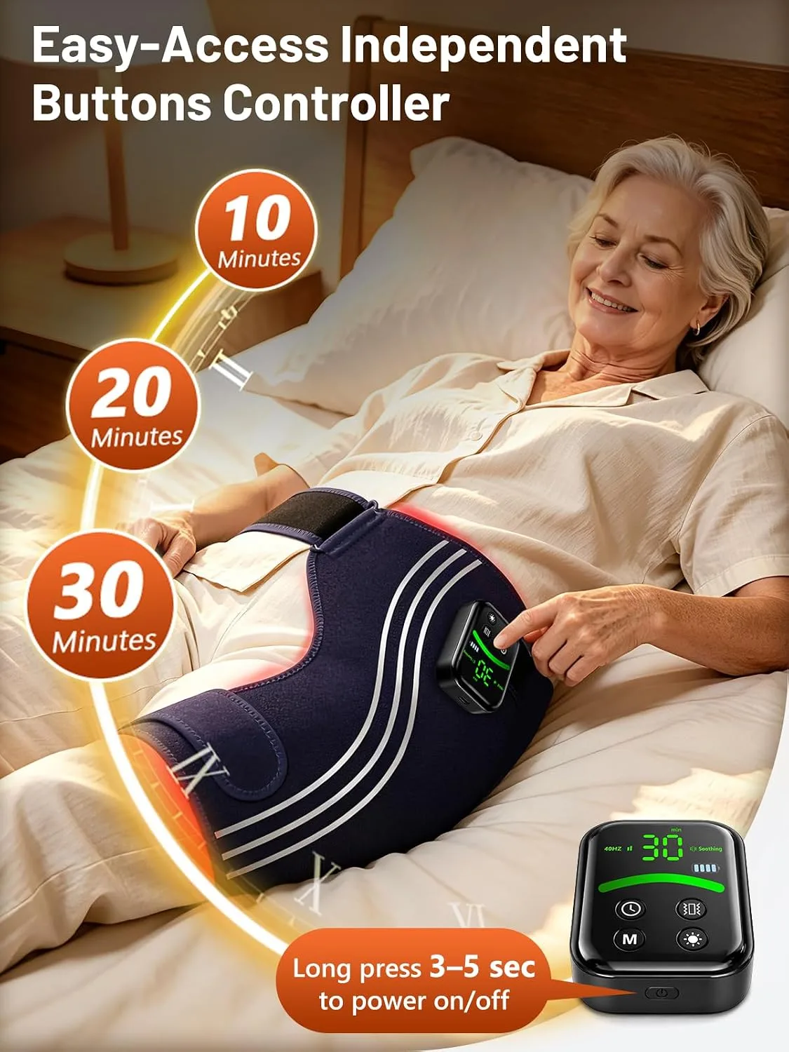 RELEXNOW Cordless Red Light Therapy for Hip with Heat & Vibration, Portable