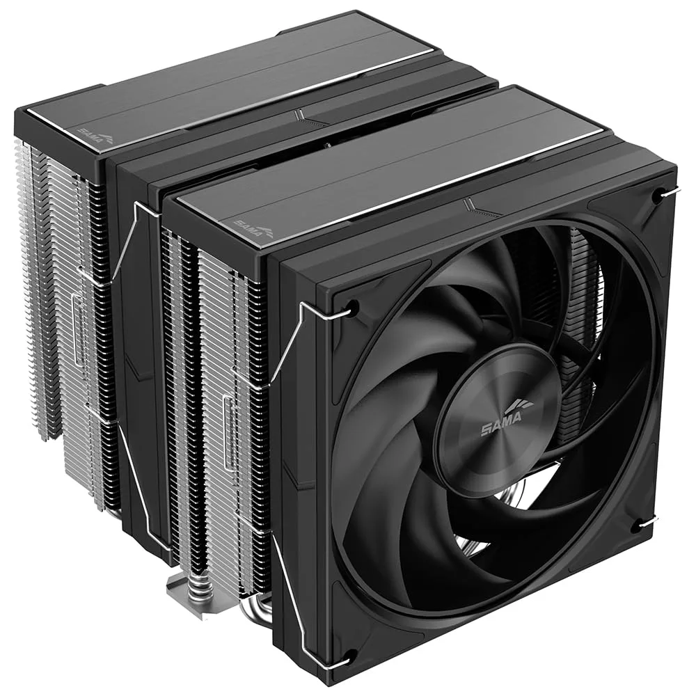 SAMA A60E Dual Tower CPU Air Cooler, 265W TDP 6 Heat Pipes PC Cooler Silver