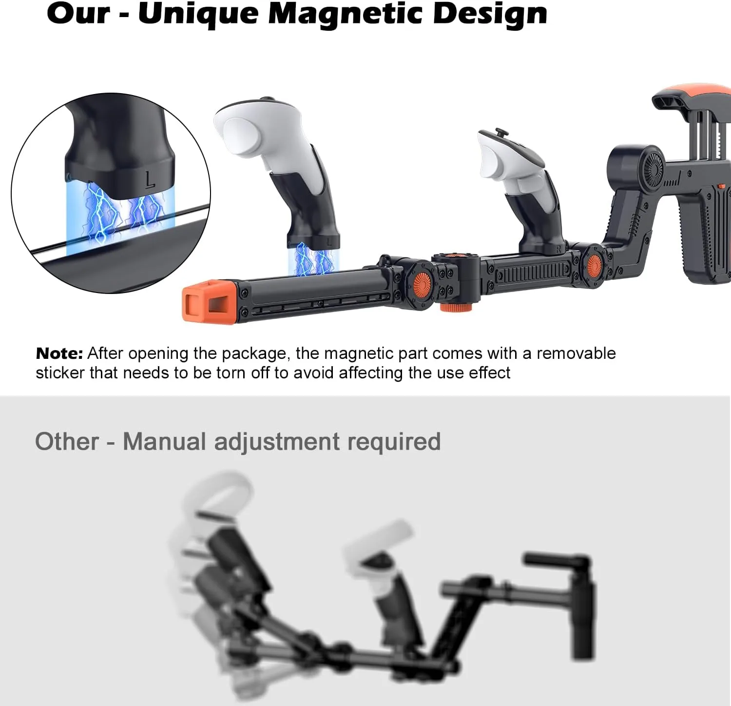 Rechale VR Gunstock Compatible with Meta Quest 2/3/3S/Pro, Shoulder Straps Adjustable FPS Gaming Controller Accessories Quick Magnetic Attachment Cheek Pad Immersive VR Stock Rifle Gameplay (Black)