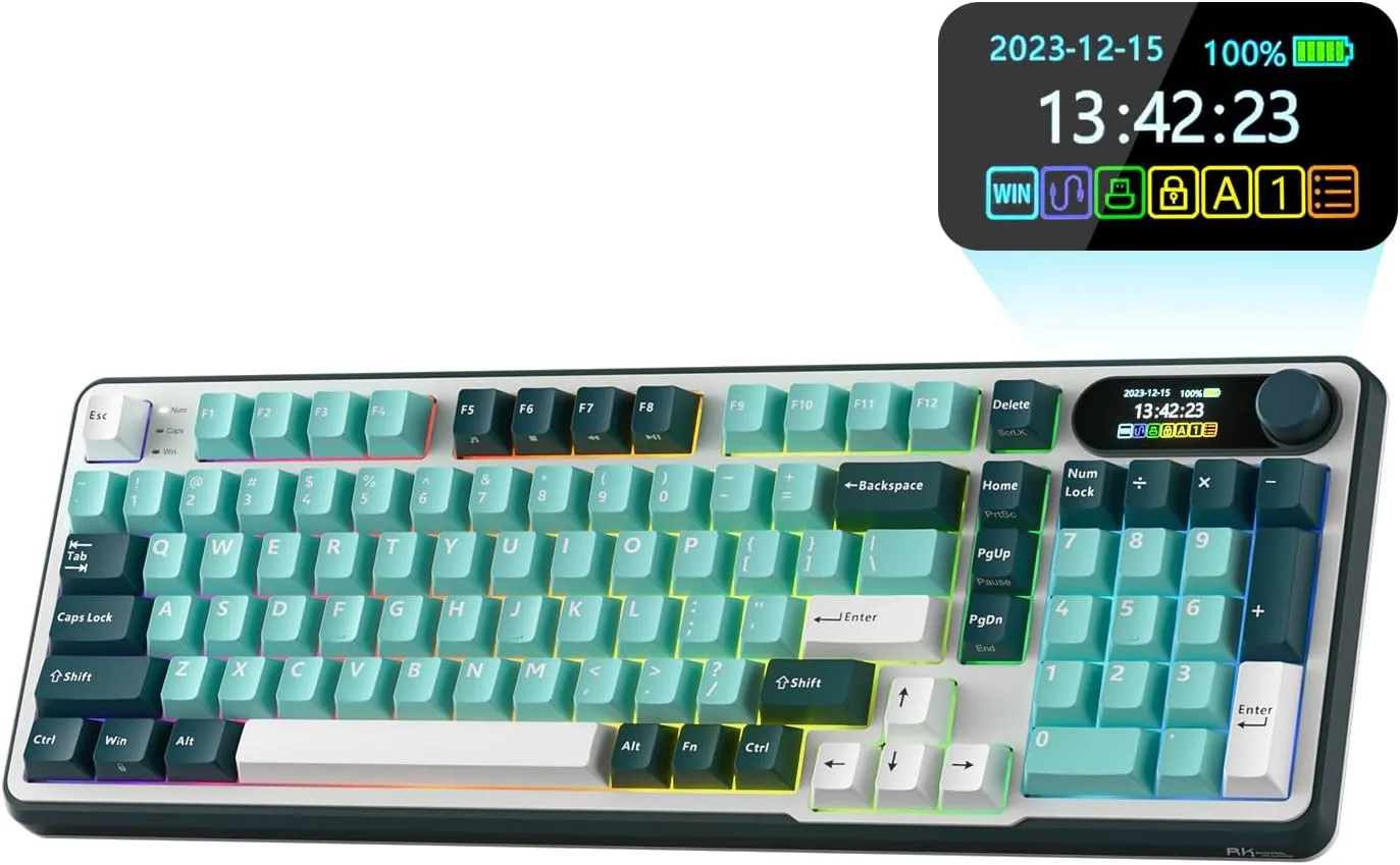 Teclado Gamer RK Royal Kludge S98 Wireless Mecánico con Pantalla Inteligente y Perilla