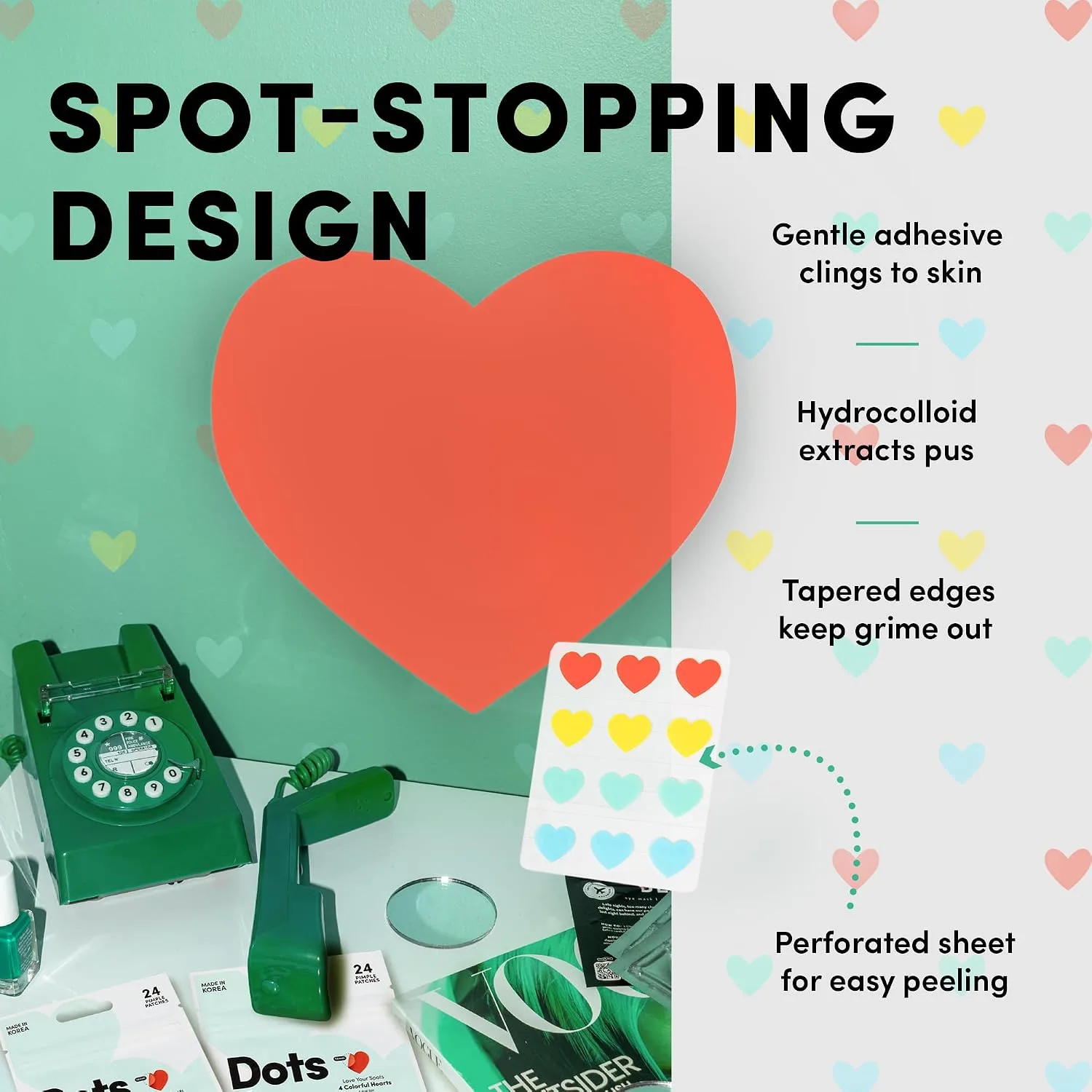 Dots for Spots Pimple Patches For Face - Fast Acting, Translucent Hydrocolloid Zit Patches that Unclog Pores Korean Skin Care, Hearts, 24 Patches