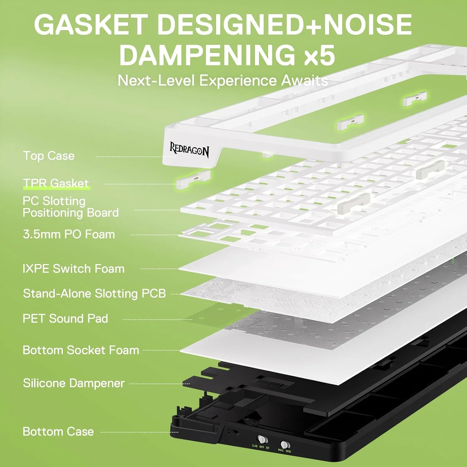 Redragon K686 PRO Wireless RGB Gasket Gaming Mechanical Keyboard, Easy Knob