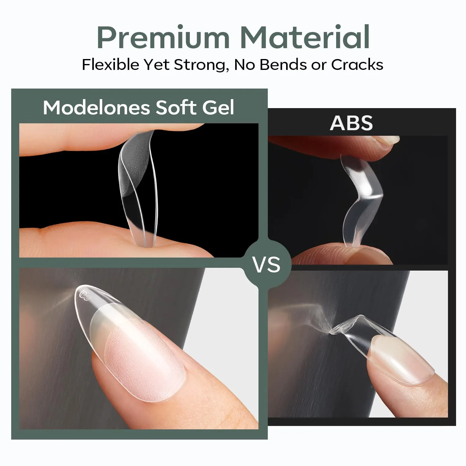 Modelones Medium Round Nail Tips 360pcs Soft Pre-etched Oval Press On Nail