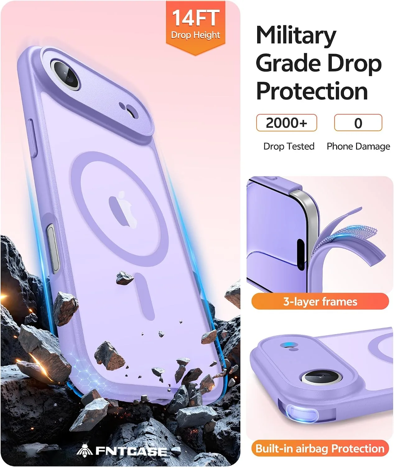 FNTCASE for iPhone Air Case, Fit for Magsafe, Light Purple
