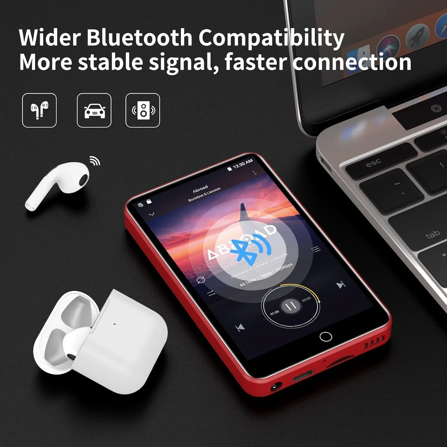 MP3 Player with Bluetooth and WiFi, ZAQE 80GB Storage & Android OS, 4" Touch Screen, FM Radio, Kids MP3 & MP4 Player with Spotify Google Play Store, Portable Media Player
