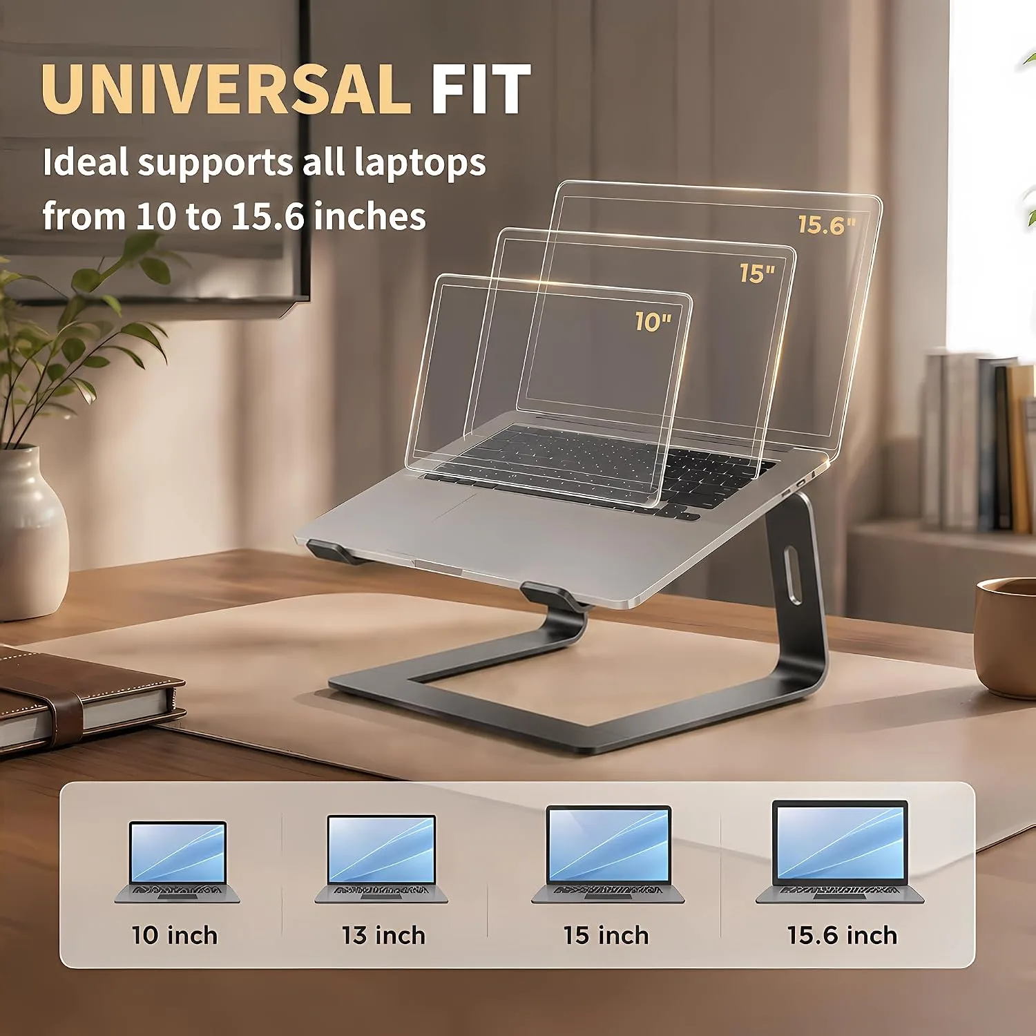 Orionstar Ergonomic Laptop Stand, Aluminum Riser, 10-15.6",Black