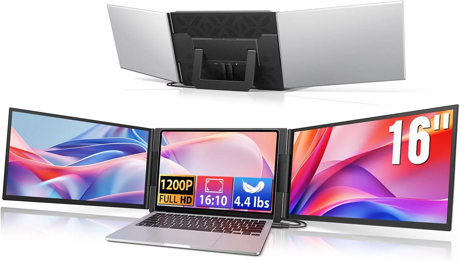 Monitor portátil Apildella 16" triple pantalla para laptop 1200P 16:10 USB C HDMI
