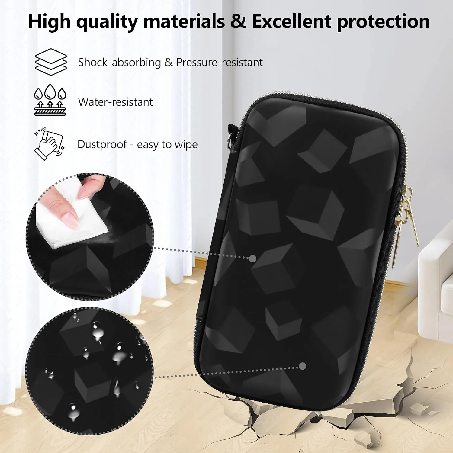 Supmay Hard Carrying Case Compatible with Nintendo DS Lite NDSL, Gameboy Advance Games Storage Holder Travel Bag with Mesh Pocket for USB Charging Cable, Stylus, Earphones, Game Cartridge, Black