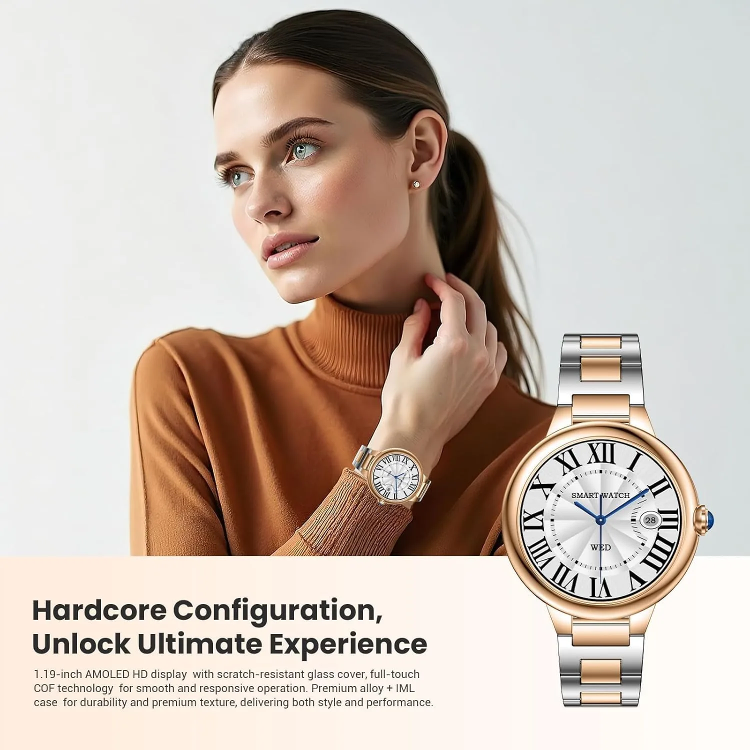 Luxury Smart Watches for Women, 1.19" AMOLED, DA GPT, Answer/Make Call