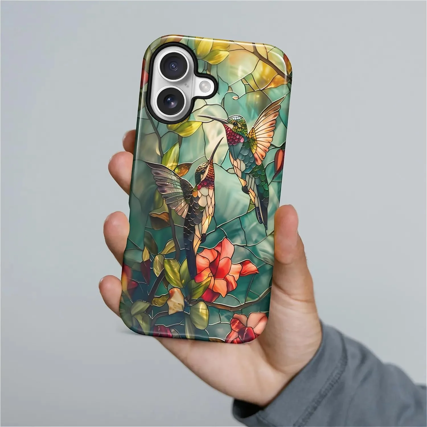 DAIZAG Case for iPhone 17,Mixed 2 Layer Design Shockproof Soft TPU Ddouble Protection Phone Case for iPhone 17-Gorgeous Hummingbird