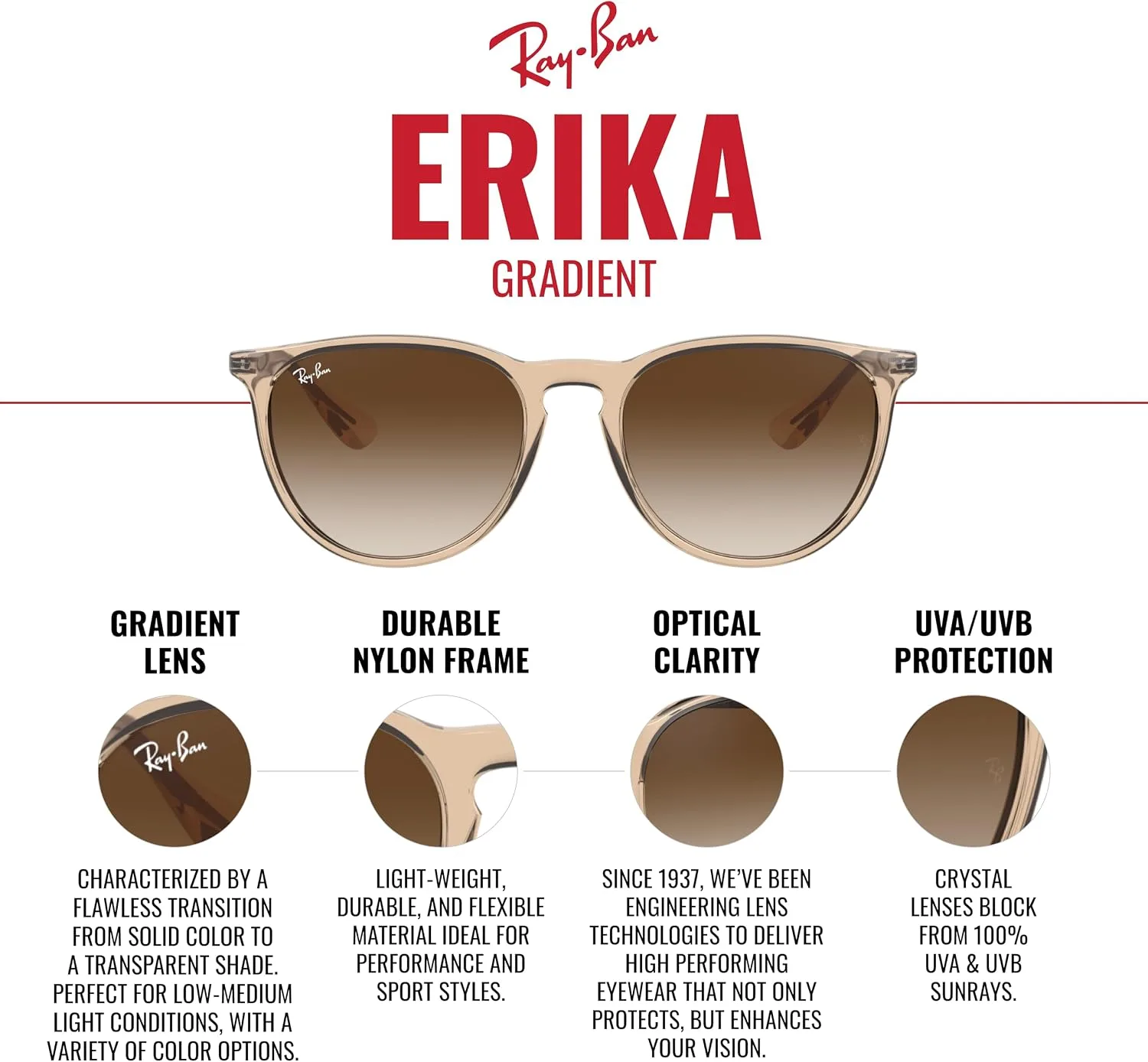 Ray-Ban RB4171 Erika Round Sunglasses for Women for Men