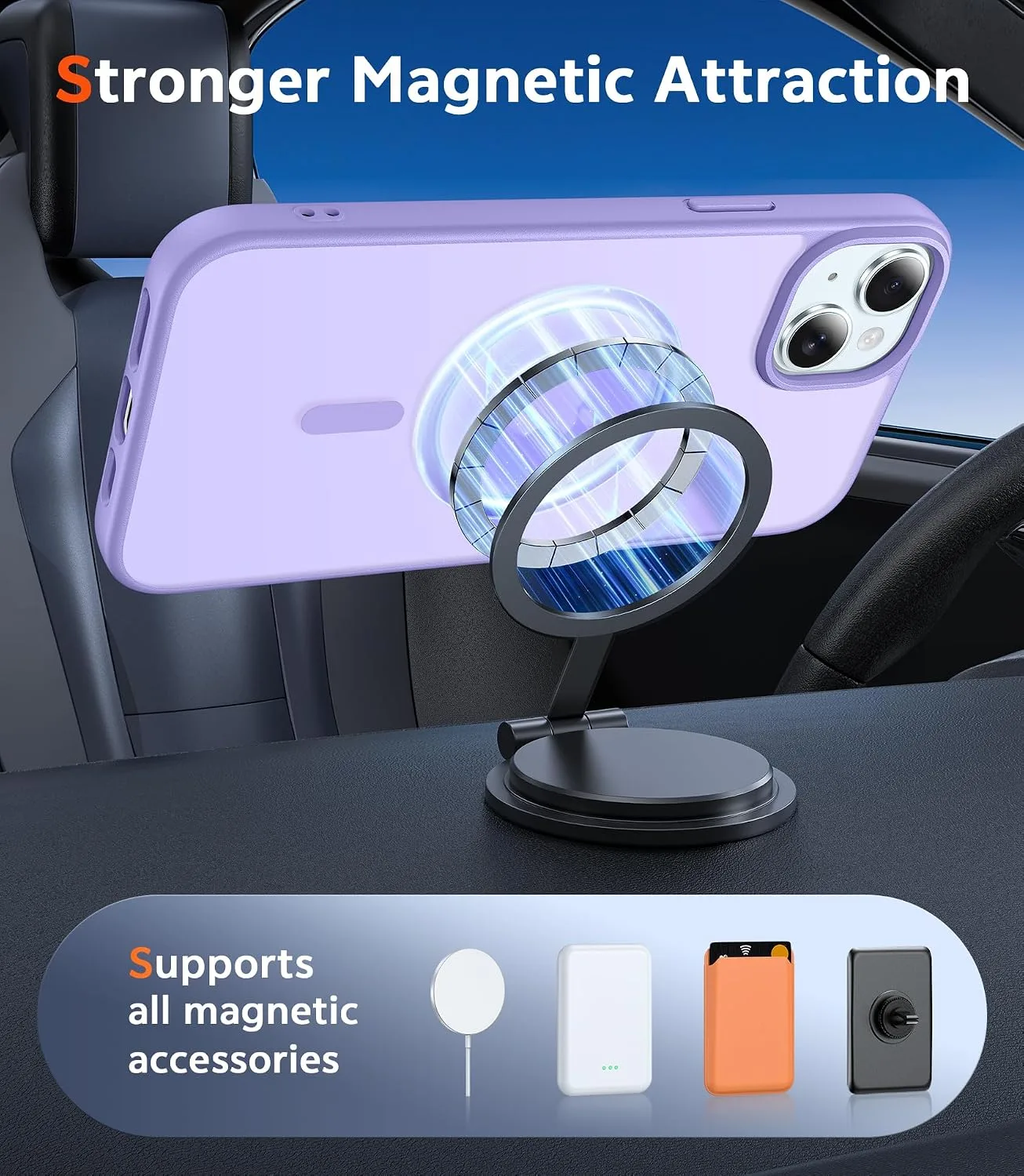 FNTCASE for iPhone 15 Plus Case Matte Magnetic with Screen Protector