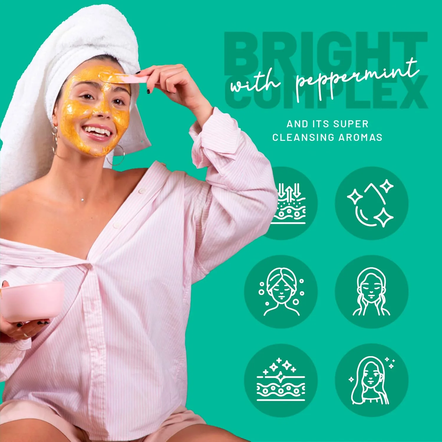 BRÜUN Peel-Off Peppermint Jelly Mask for Face Care – A 23 fl oz Rubber Mask Jar for 30 to 35 Treatments – A Skin Care Moisturizing Gel Mask of Spa Set for Men, Women and Adults