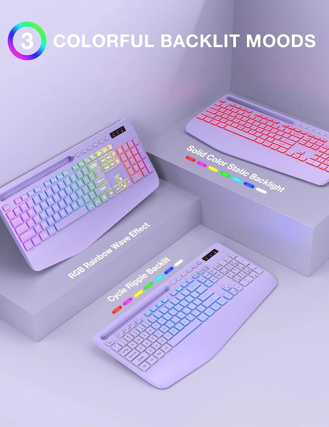 SABLUTE Wireless Keyboard and Mouse Combo, 9 Backlit Effects, RGB, 2.4GHz