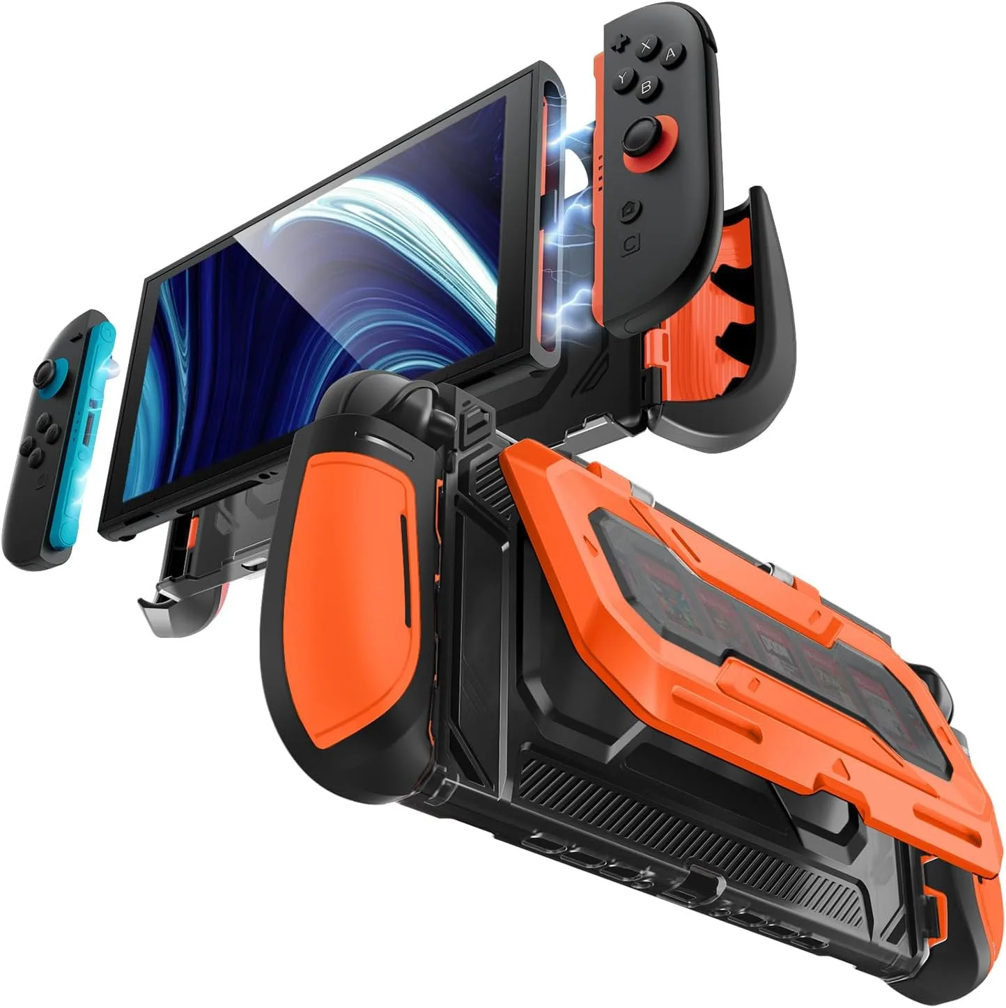 Mumba Titan Case for Nintendo Switch 2 with Kickstand & 7 Card Slots,Orange