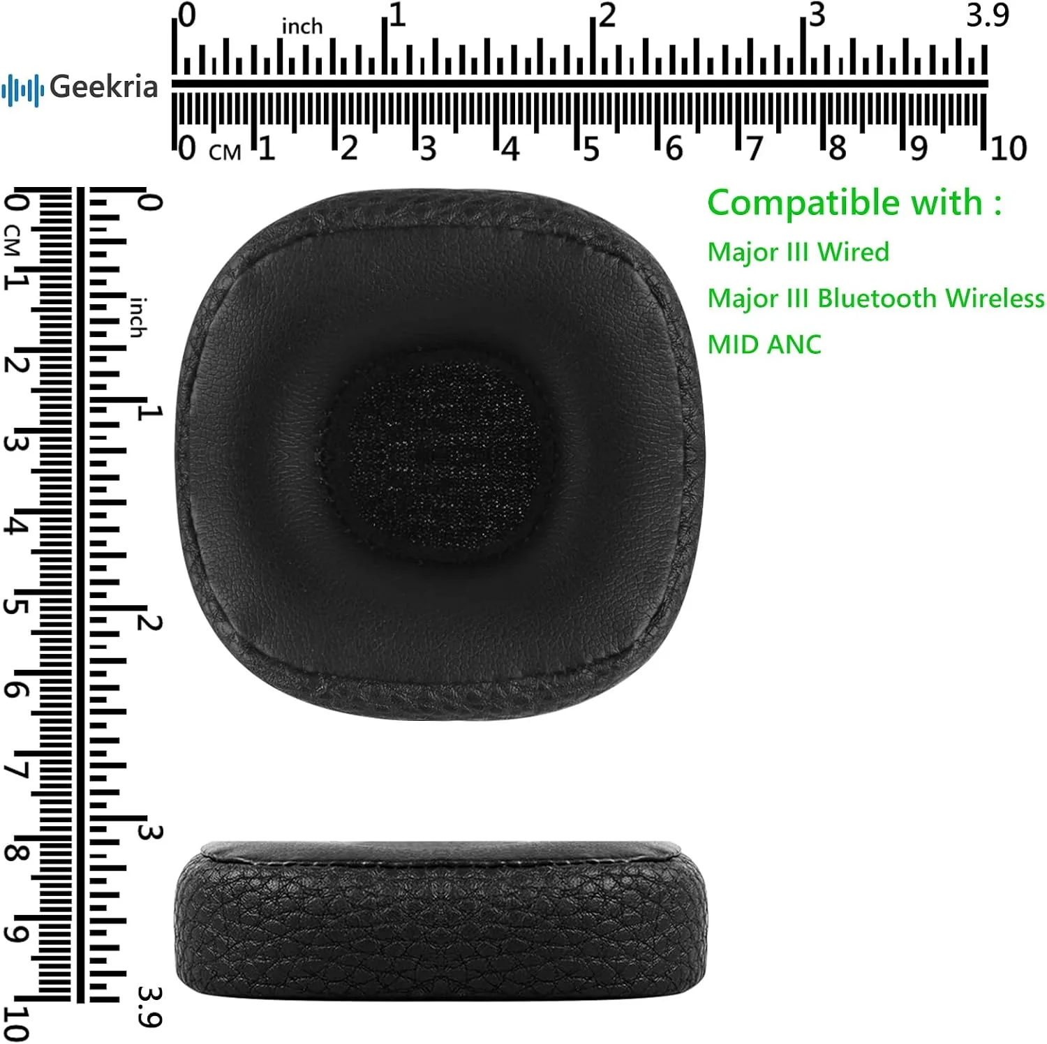 Geekria Replacement Ear Pads for Marshall Major III Wired Wireless, MID ANC Headphones Ear Cushions, Repair Parts (Black)