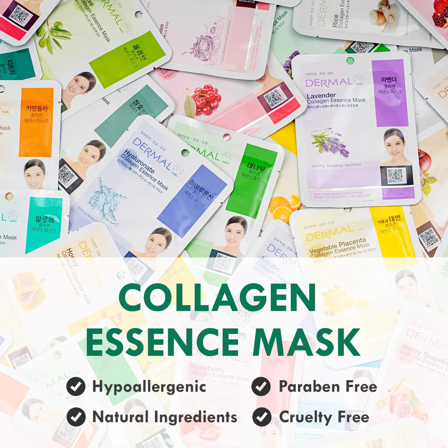 DERMAL 16 Different Formulas, B Set Korean Essence Sheet Mask Variety Pack