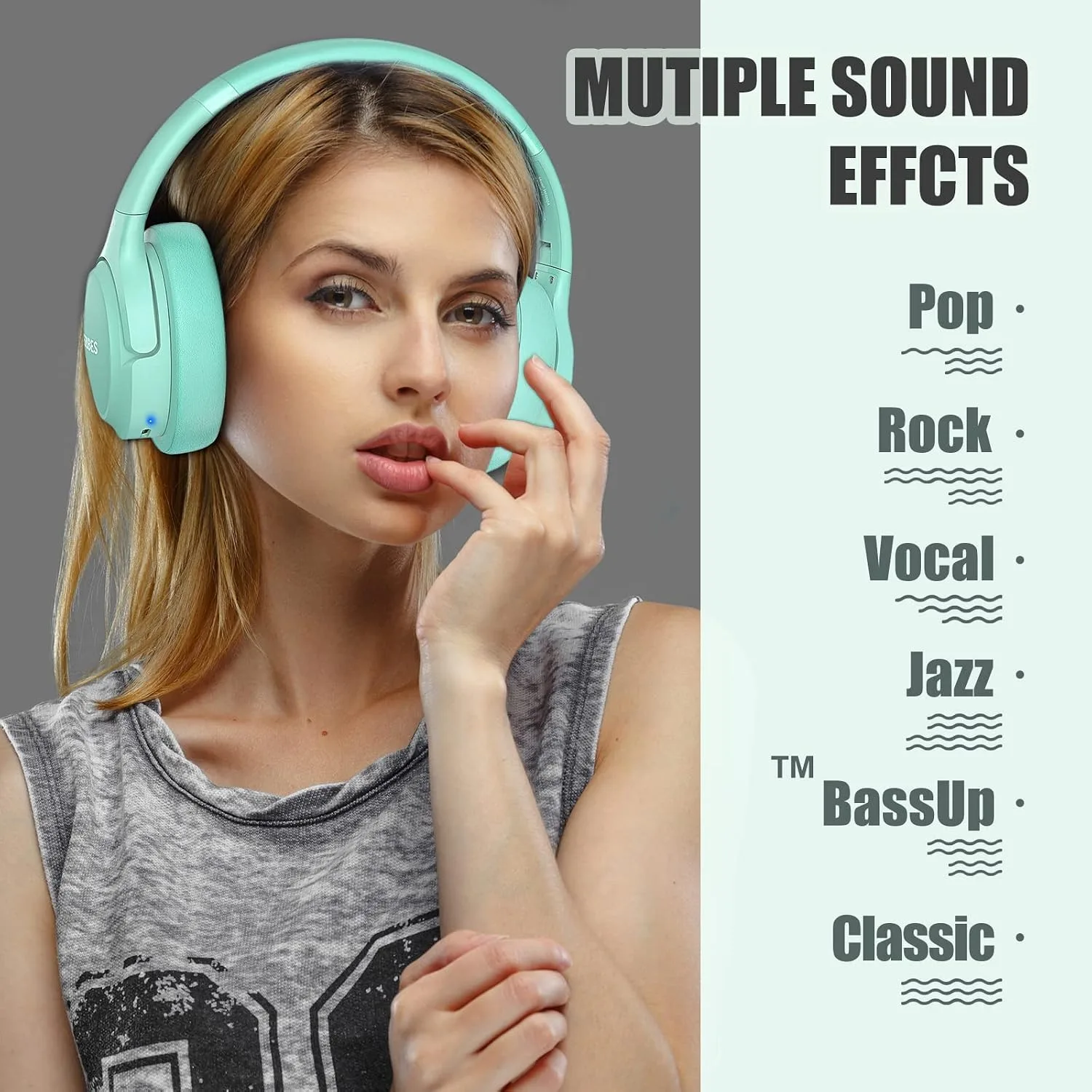BERIBES Bluetooth Headphones Over Ear Wireless HiFi Stereo Headsets 65H 6EQ