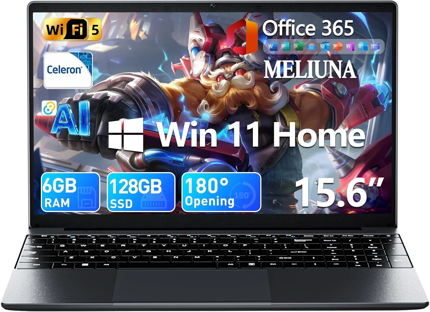 15.6" AI Laptop, Office365, 6GB RAM, 128GB SSD, FHD Display, Win 11