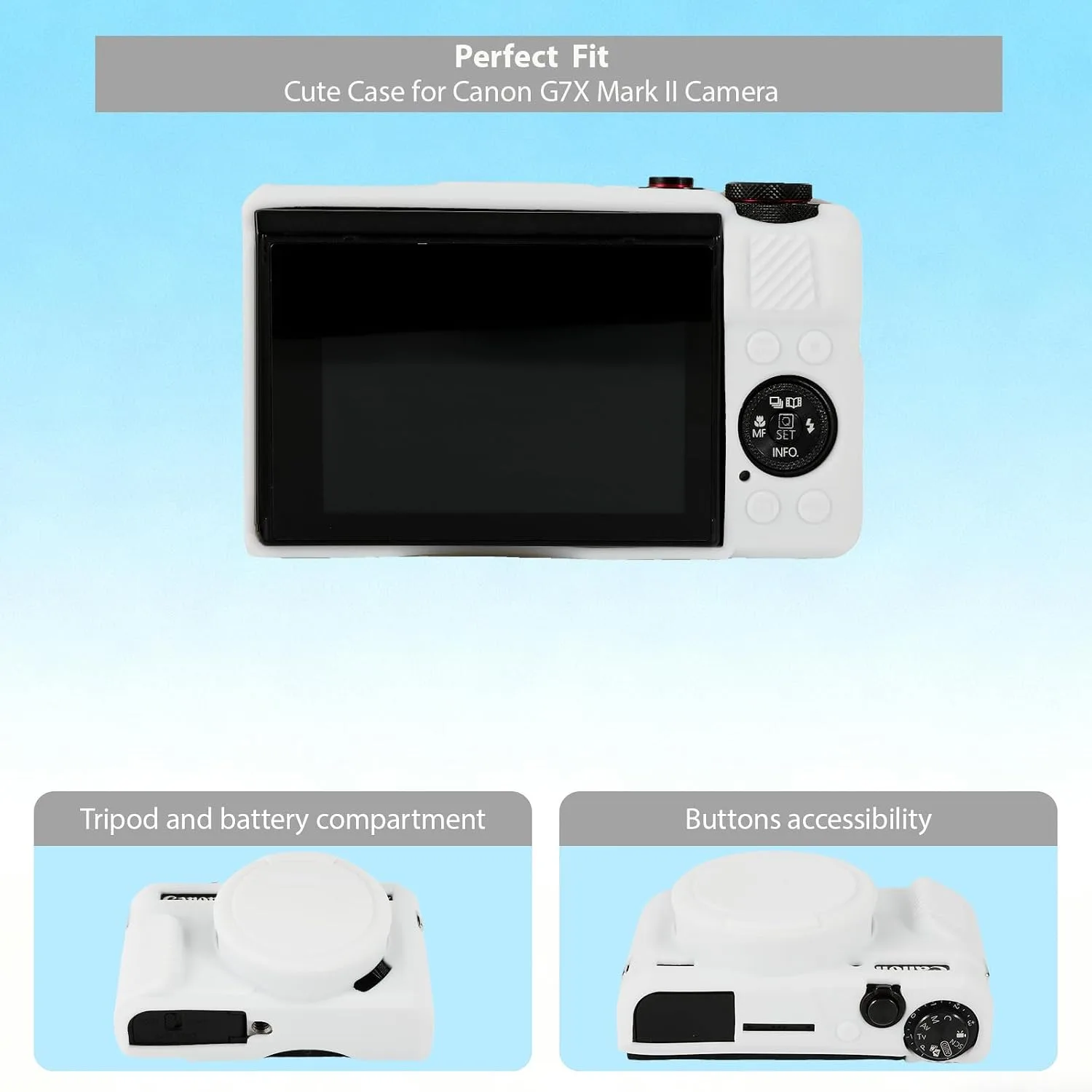 Camera Case for Canon G7X Mark II / G7X II - White