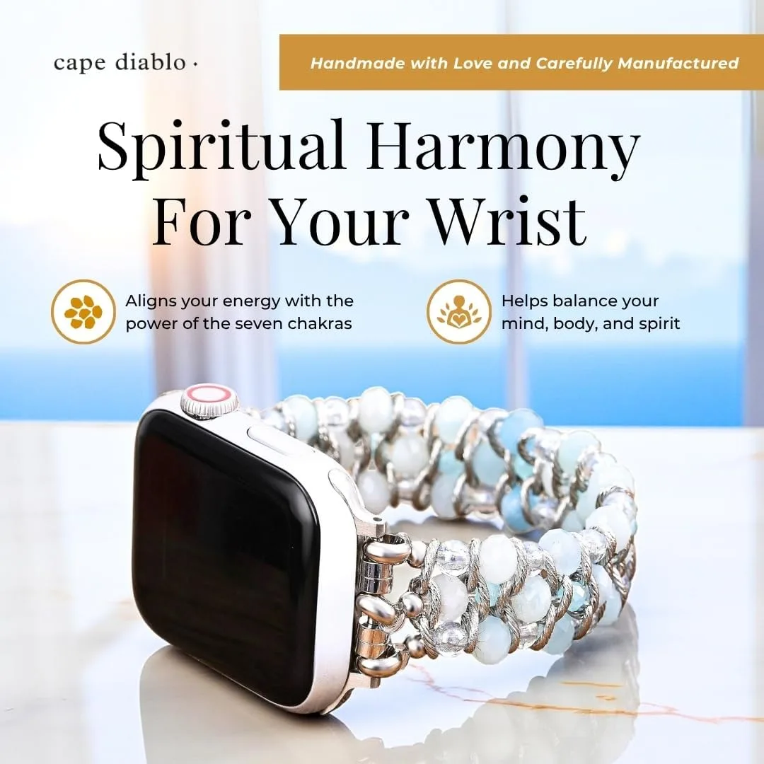 Cape Diablo Smart Watch Band for Women - Handmade Gemstone Strap - Compatible with 38mm-45mm Apple Faces