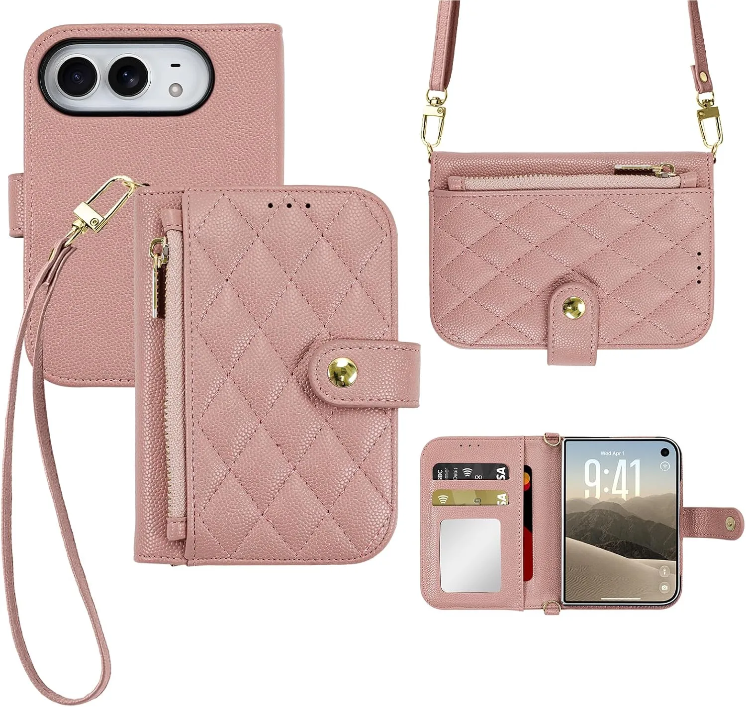 Wallet Phone Case Crafted for iPhone Duo Pink