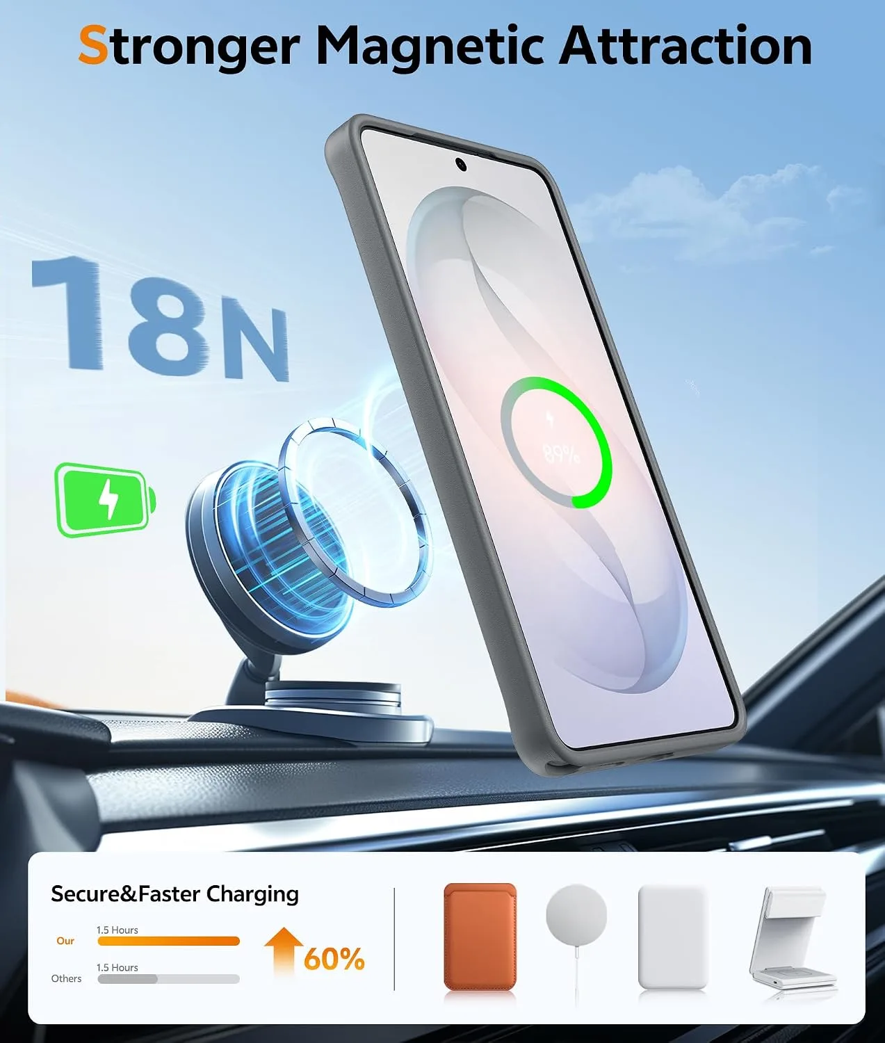 for Samsug Galaxy S26 Ultra Case with 360 Rotatable Magnetic Invisible Stand, [Screen Protector] Fits for MagSafe, Mil-Grade Shockproof Translucent Matte Phone Cover, 6.9", Gray