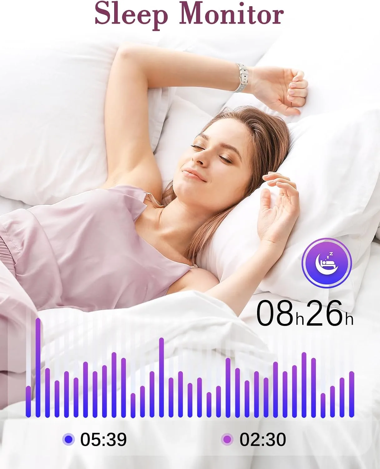 Fitness Watches for Women, LYNN2 Fitness Tracker with Heart Rate Monitor Blood Oxygen/Sleep Tracker Pedometer, Slim Step Tracker Watch for iOS/Android Phones Waterproof (Milky White)