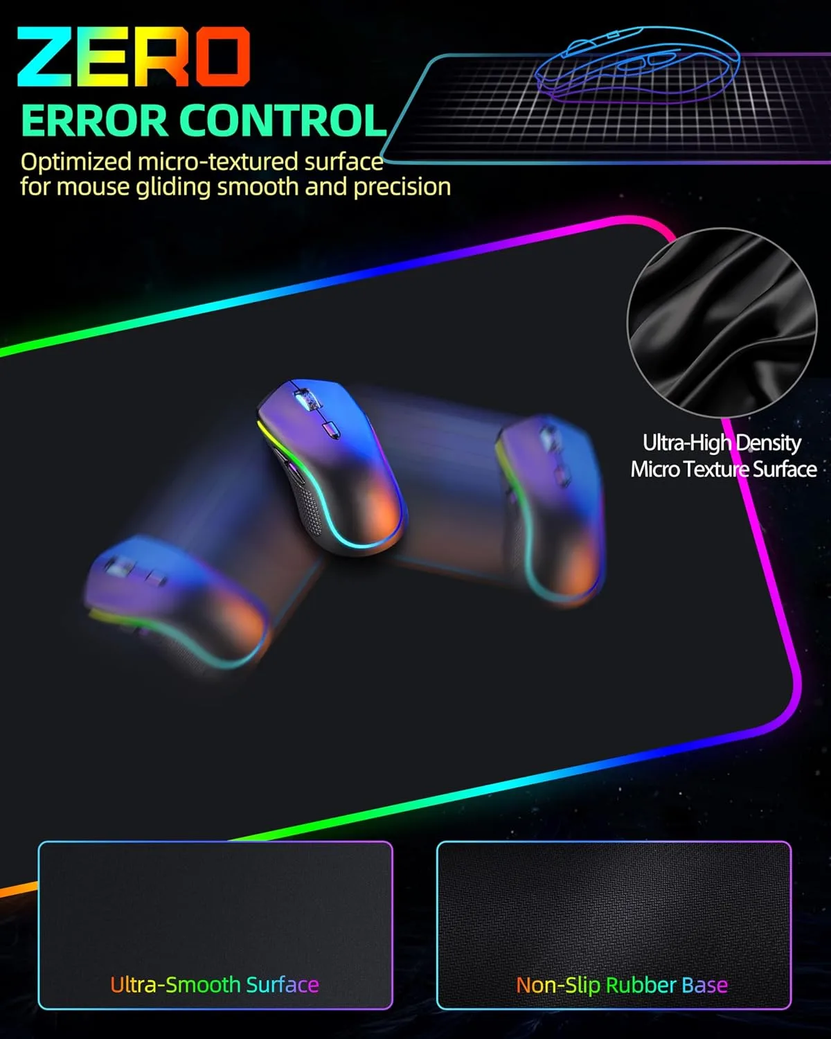 Wireless Charging Mouse Pad, RGB Gaming Mousepad, 31.5"x11.8"