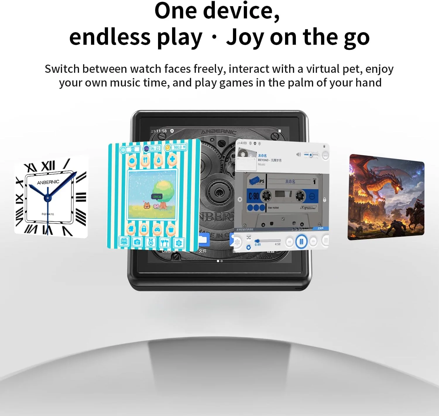 RG Rotate Retro Handheld Game Console, 3.5" Swivel Screen Android Portable Player, Unisoc T618 Chip 3GB+32GB, 2000mAh Battery, Aluminum Alloy + Plastic (Anbernic RG Rotate-Polar Black-NEW)