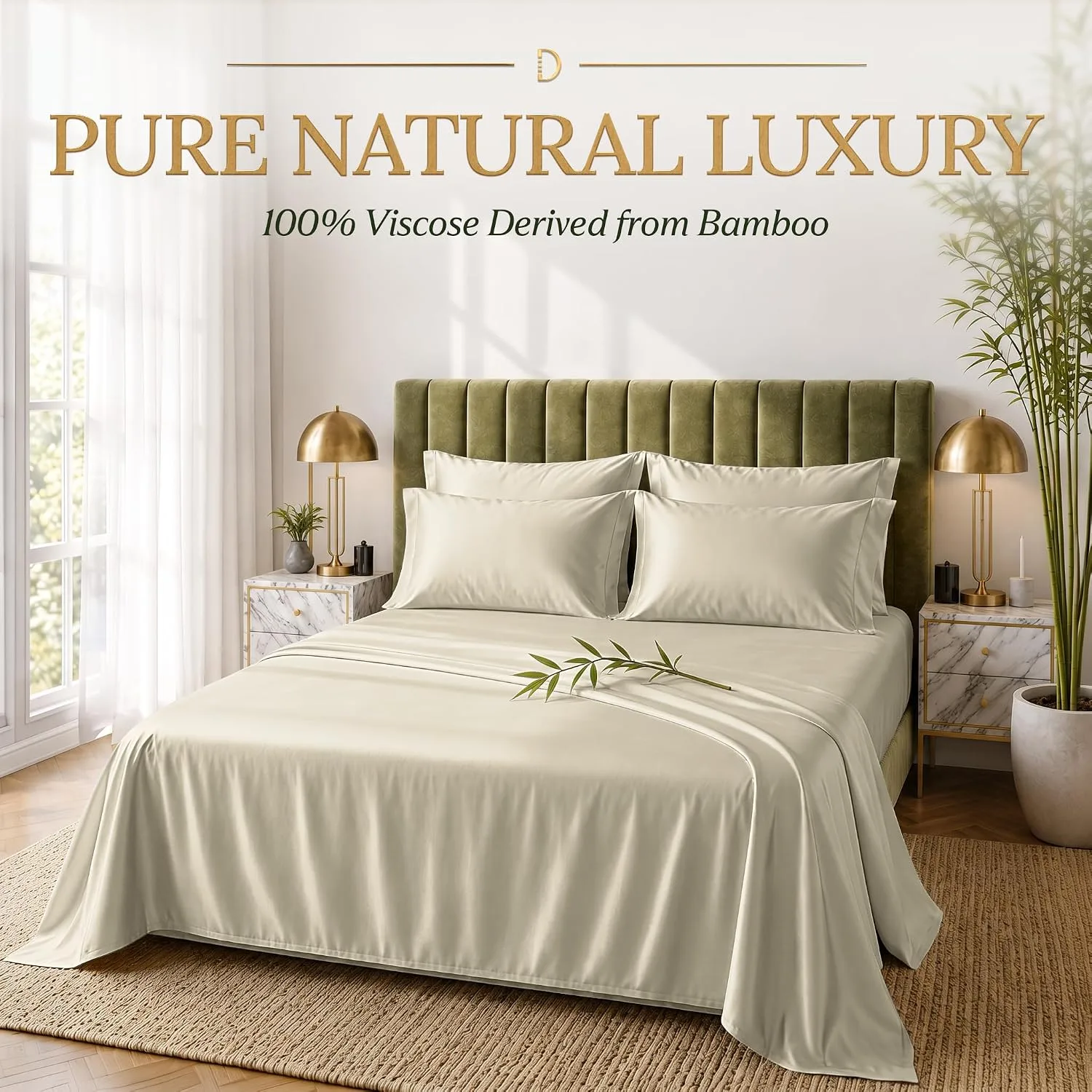 DECOLURE 100% Viscose from Bamboo Sheets King Size | 6 Pc Cooling Bed Set